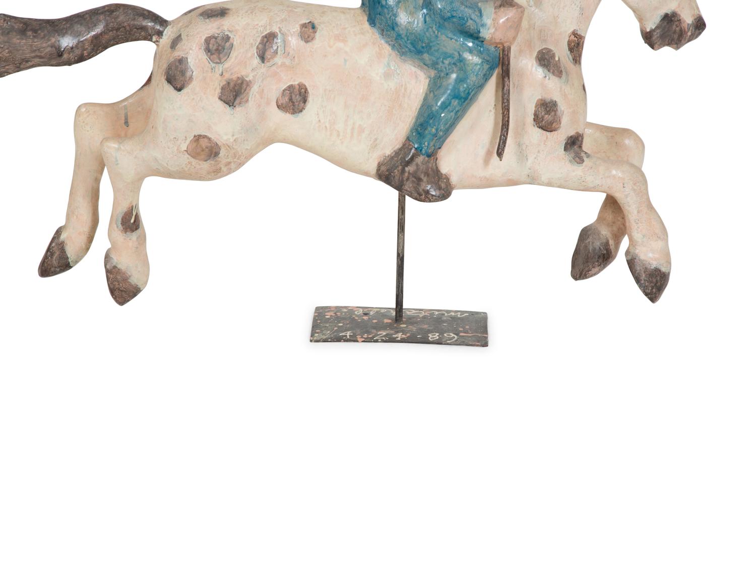 An American Folk Art Carved and Painted Horse and Rider