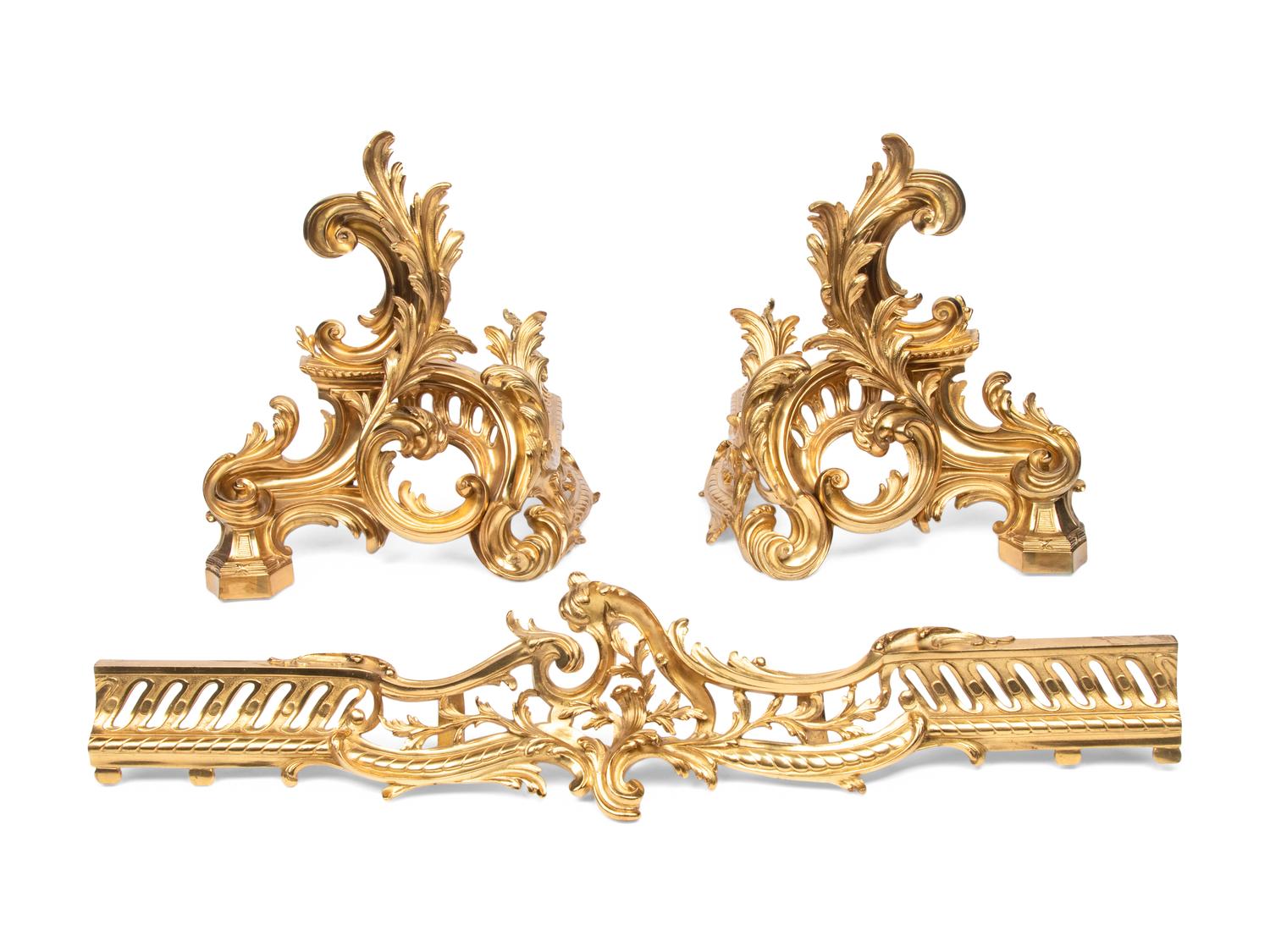 A Louis XV Style Gilt Bronze Fireplace Fender