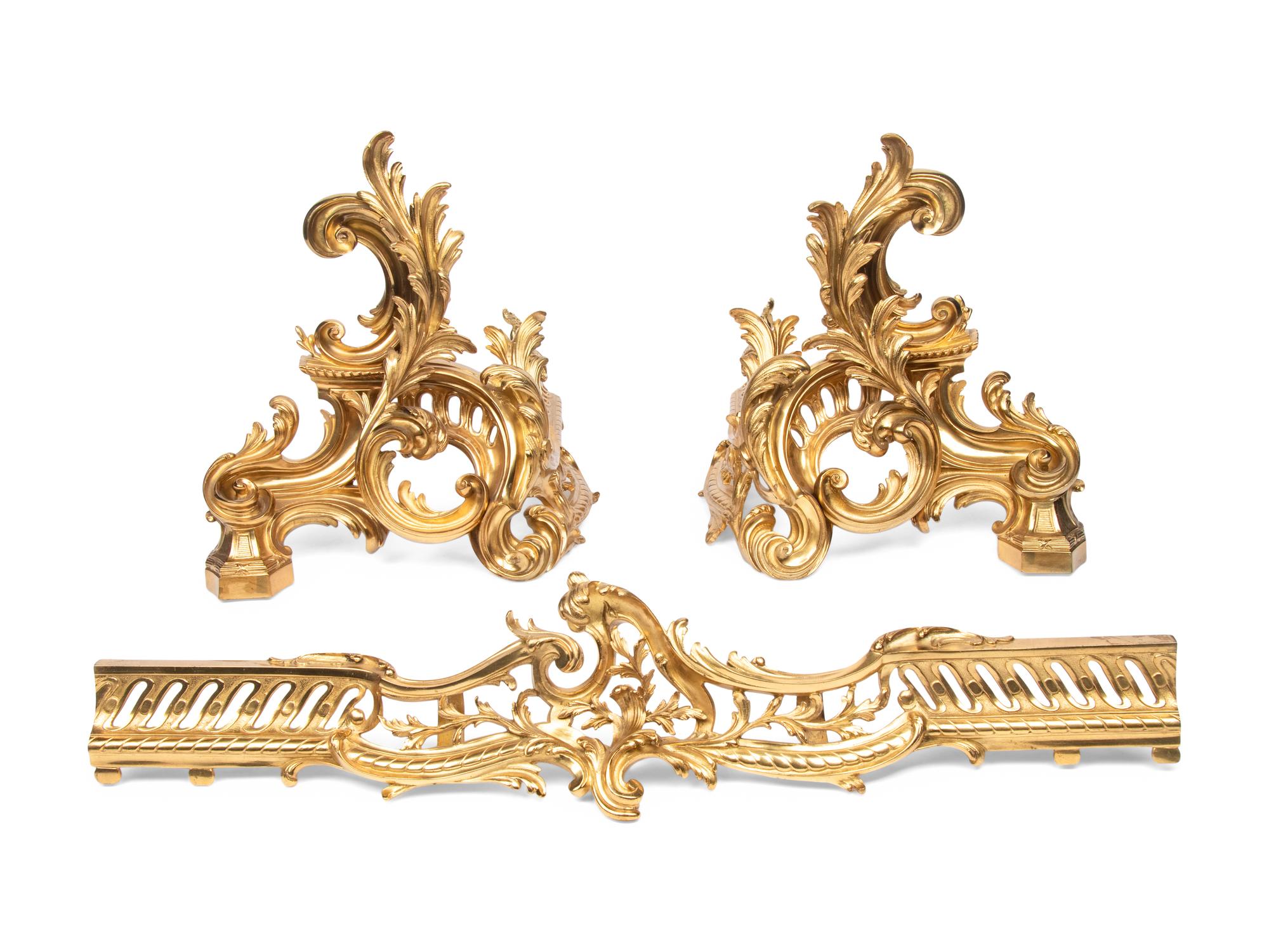 A Louis XV Style Gilt Bronze Fireplace Fender