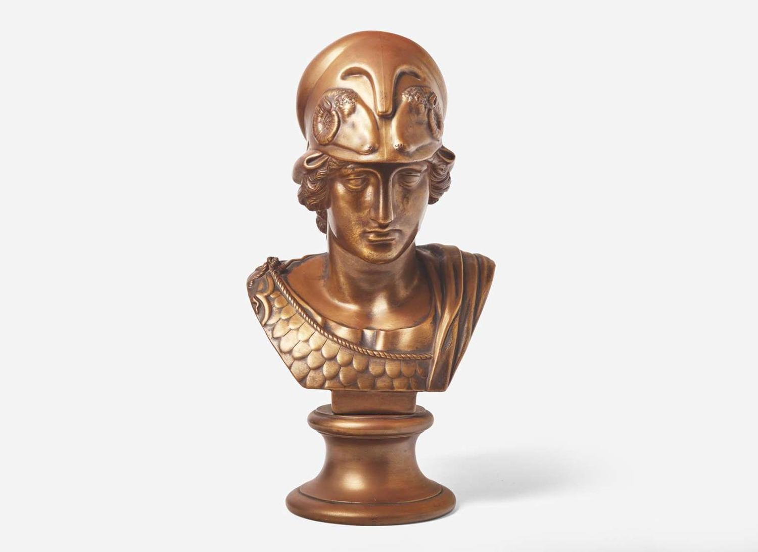 A Wedgwood Bronzed Black Basalt Library Bust of Minerva, UK, circa 1900