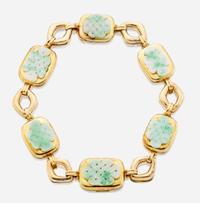A gold and jade necklace