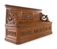 A Renaissance Revival Carved Walnut Hall Bench in the Manner of R.J. Horner