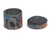 A Miniature Wallpaper Box with Pincushion Cover, 19th Century