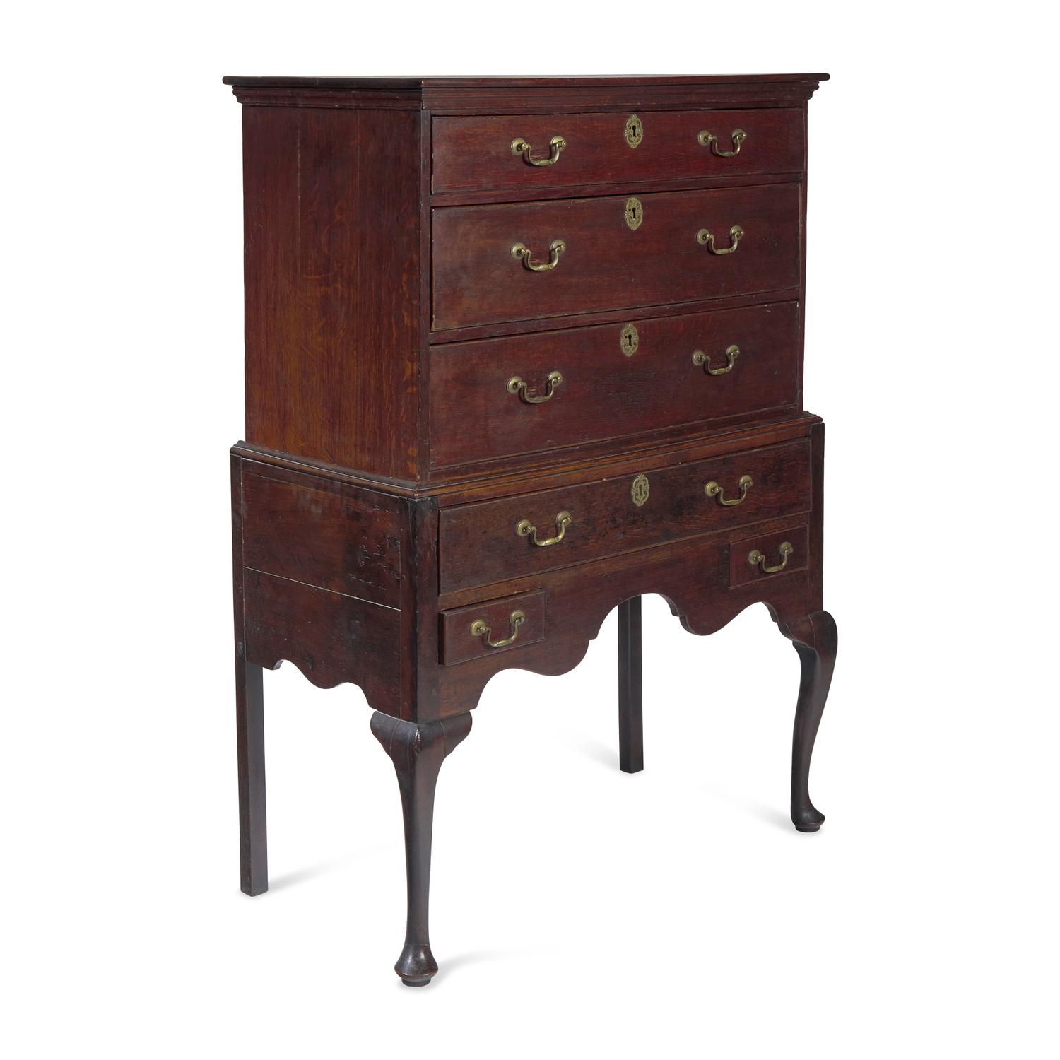 A Diminutive Queen Anne Oak High Chest of Drawers