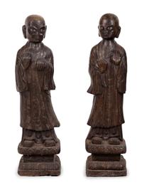 A Pair of Chinese Carved Marble Figures