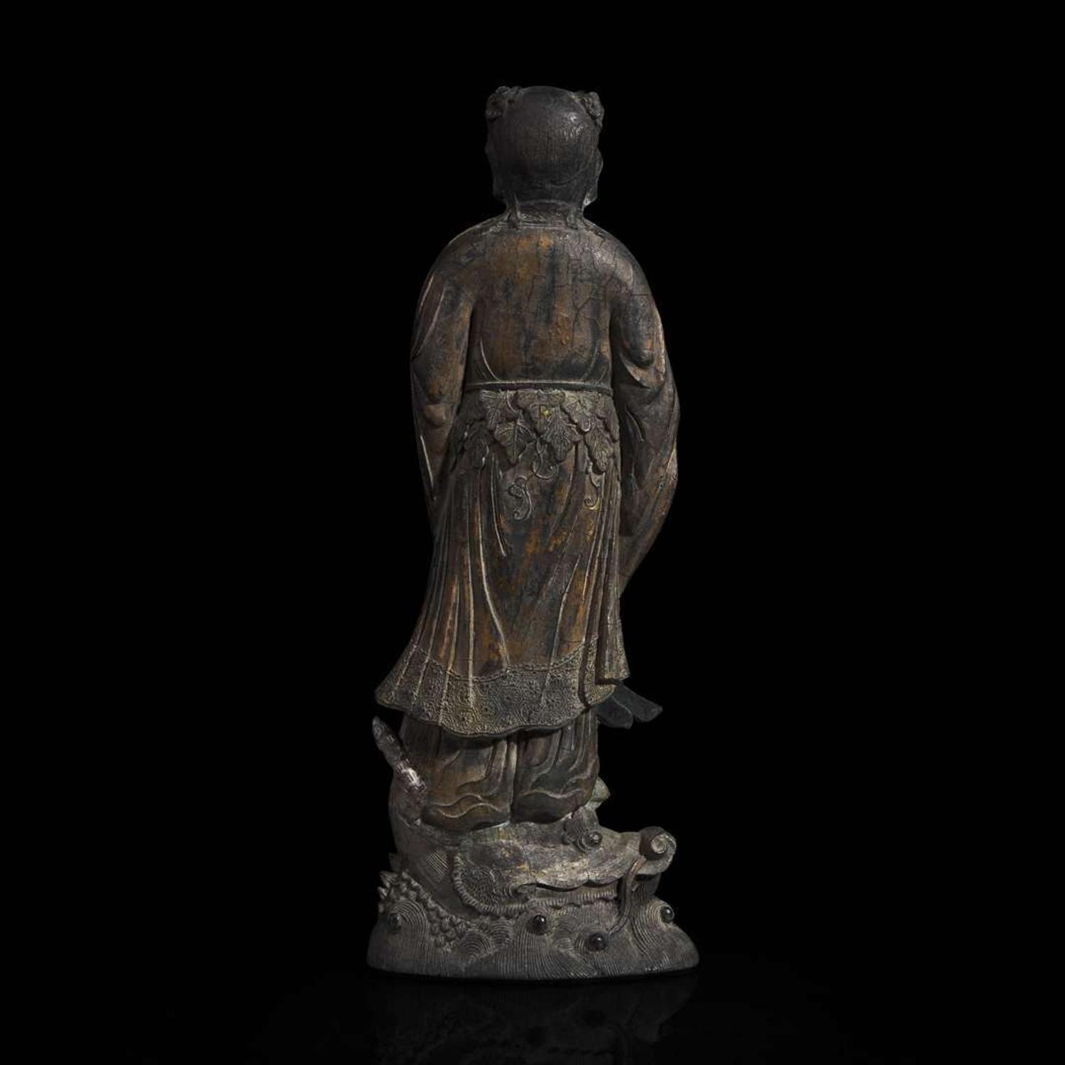 A Chinese parcel-gilt "Lan Caihe" ink cake 漆金仙人造形墨饼一件 "Hu ziqing" mark ??????; Qing dynasty, 19th century ? ????
