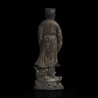 A Chinese parcel-gilt "Lan Caihe" ink cake 漆金仙人造形墨饼一件 "Hu ziqing" mark ??????; Qing dynasty, 19th century ? ????