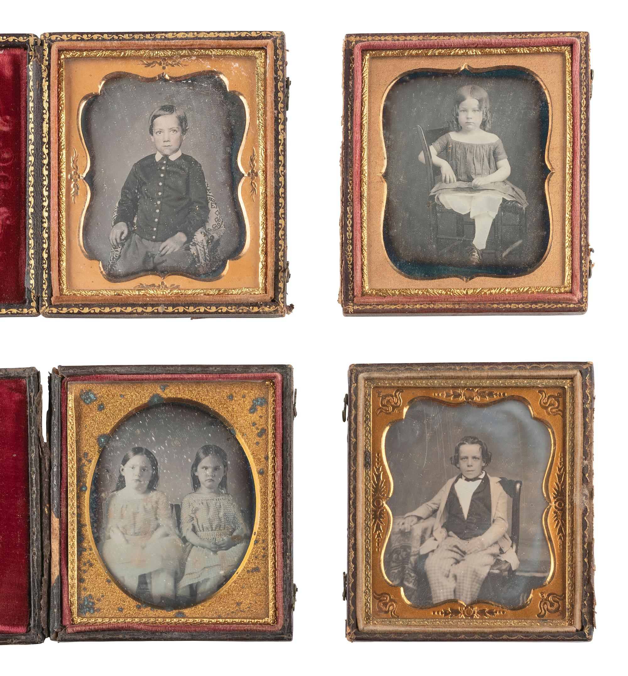 [EARLY PHOTOGRAPHY] 31 daguerreotypes of children of varying ages, incl. portraits ANSON and GURNEY.