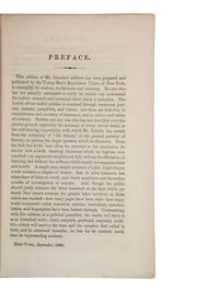[LINCOLN, Abraham (1809-1865)"The Cooper Union Speech"]. New York: George F. Nesbitt & Co., 1860.