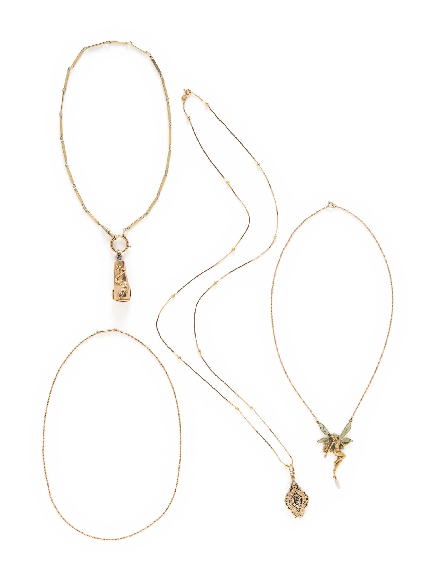 COLLECTION OF YELLOW GOLD NECKLACES