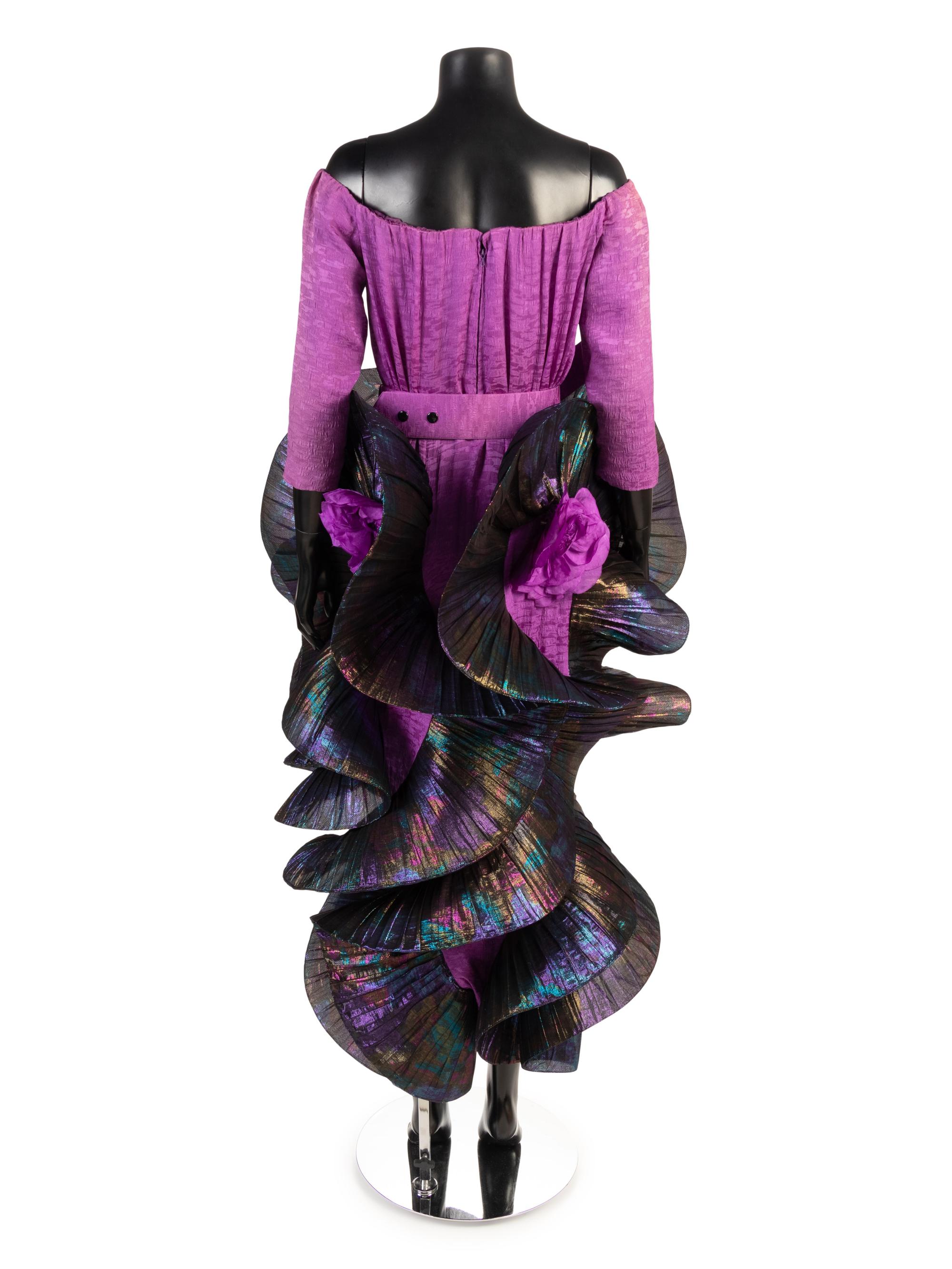 Pierre Cardin Lamé Flounce Evening Dress, 1980s