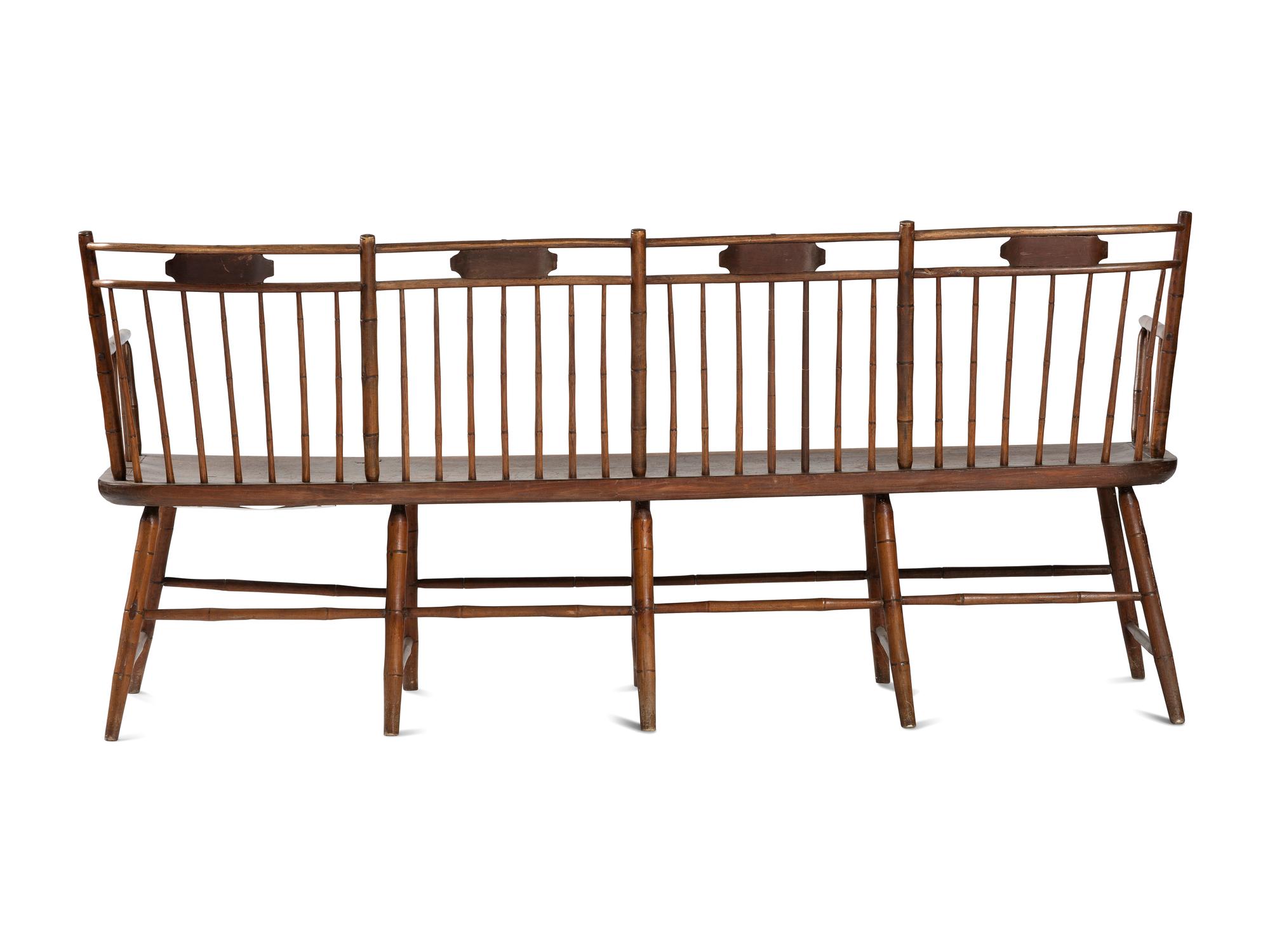 A Bamboo-Turned Birdcage Windsor Settee