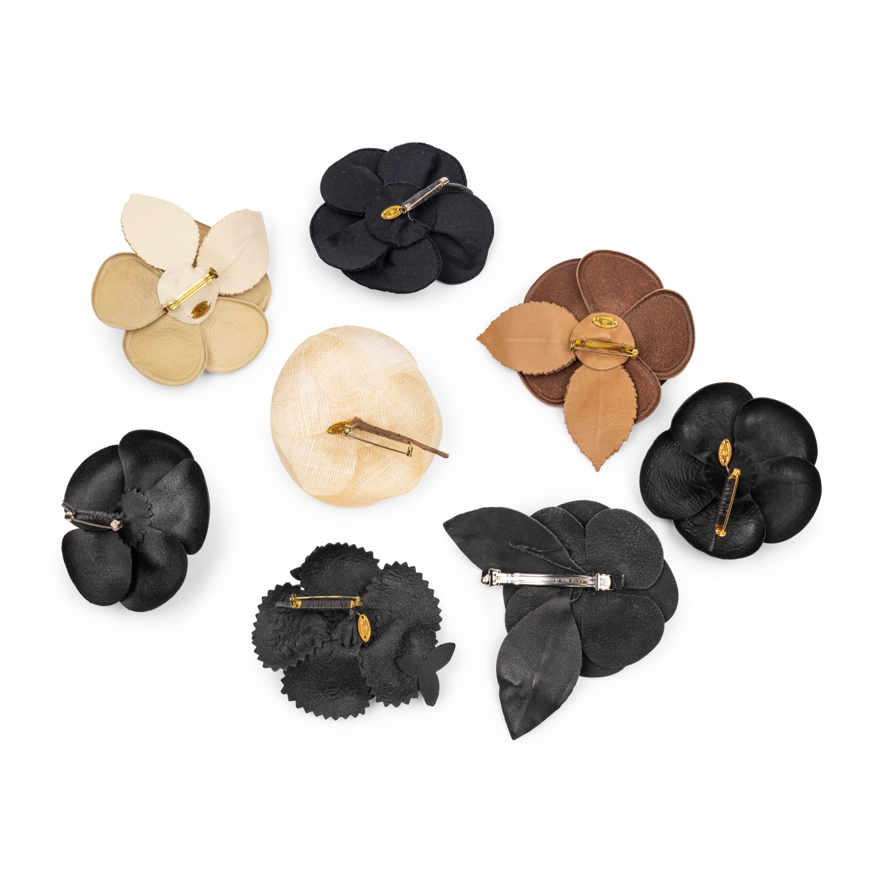 Chanel, Seven Camellia Brooches & One Camellia Barrette