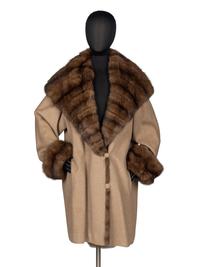 J. Mendel Wool Coat With Sable Fur Trim
