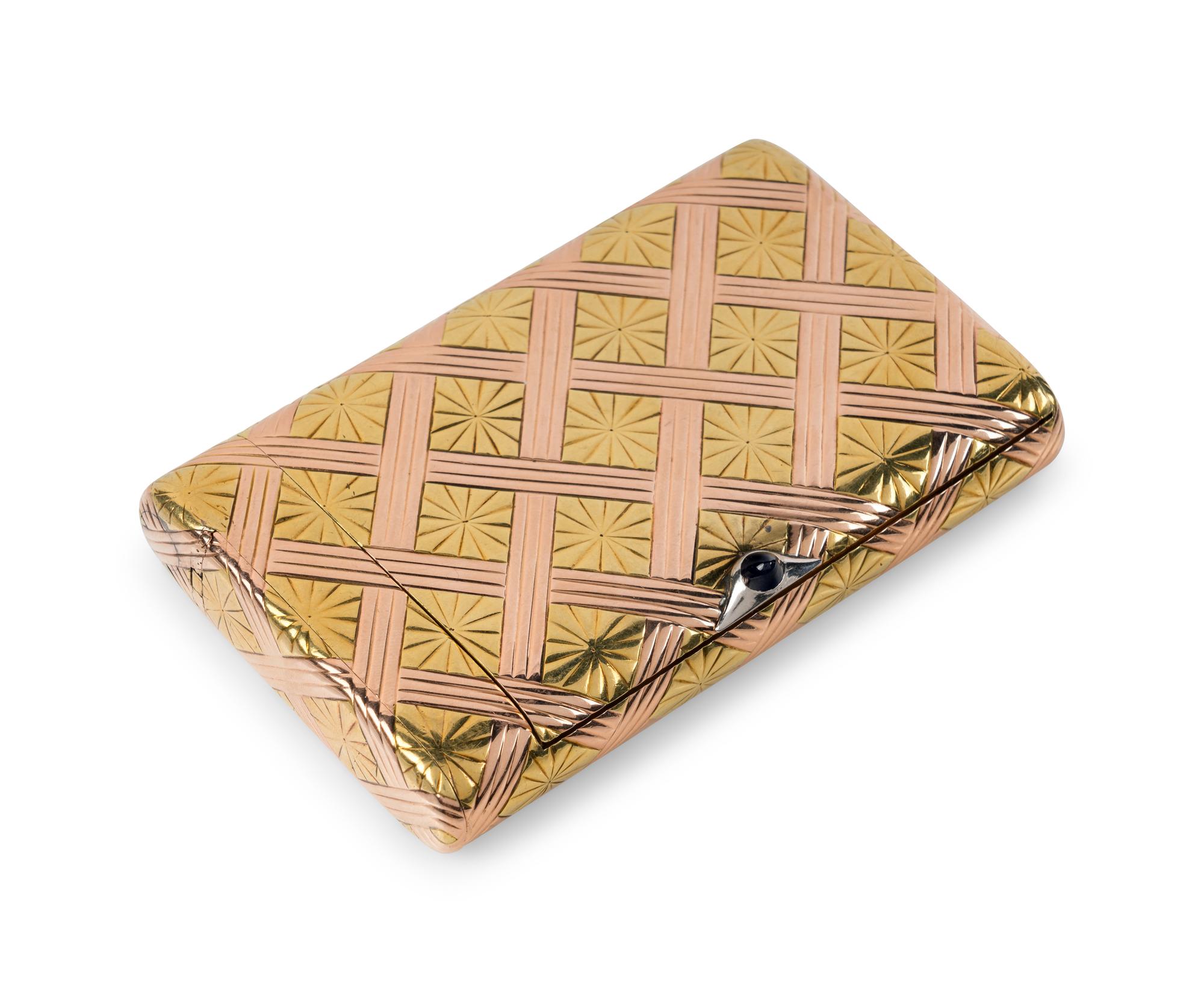 A Fabergé Yellow and Rose Gold Cigarette Case