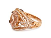 An 18 Karat Rose Gold, Morganite, Diamond and Colored Diamond Ring,