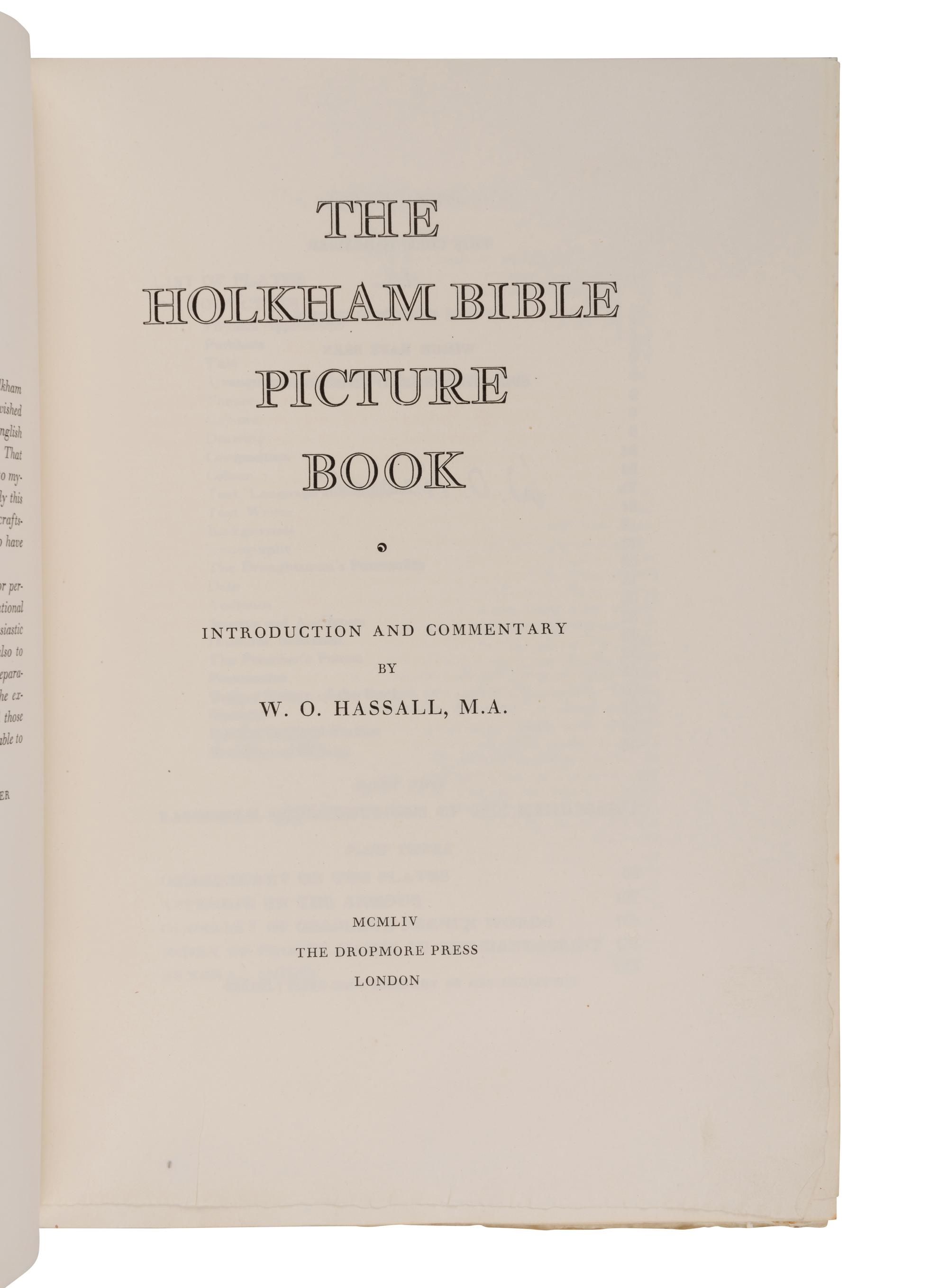[DROPMORE PRESS]. HASSALL, William Owen (1912-1994). Holkham Bible Picture Book. London: The Dropmore Press 1954.
