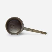 An English Bronze Skillet, Inscribed 'Wages of Sin is Death' 18th century