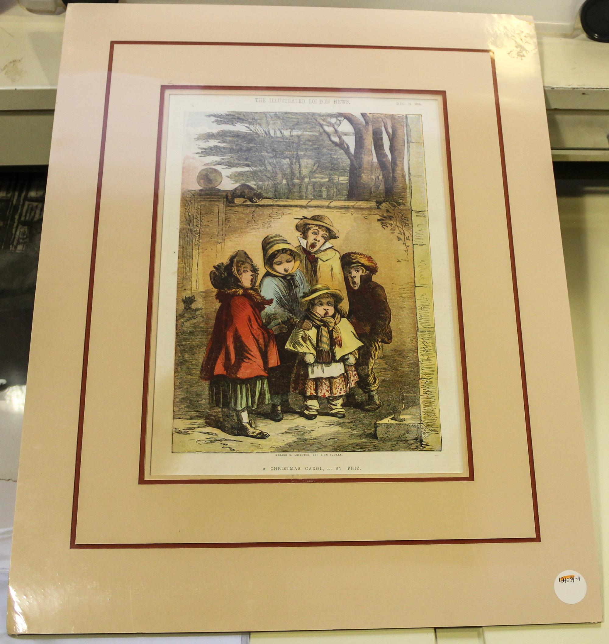 BROWNE, HALBOT KNIGHT (Phiz.). A Christmas Carol. Color print from The Illustrated London News, December 22, 1855.