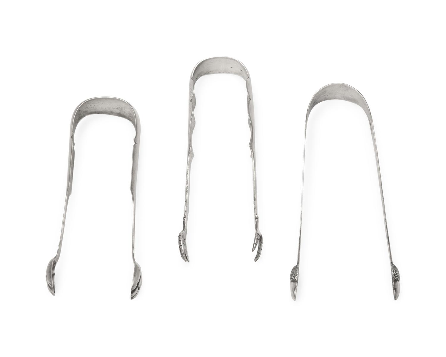 A Group of Three Federal and Classical Silver Sugar Tongs