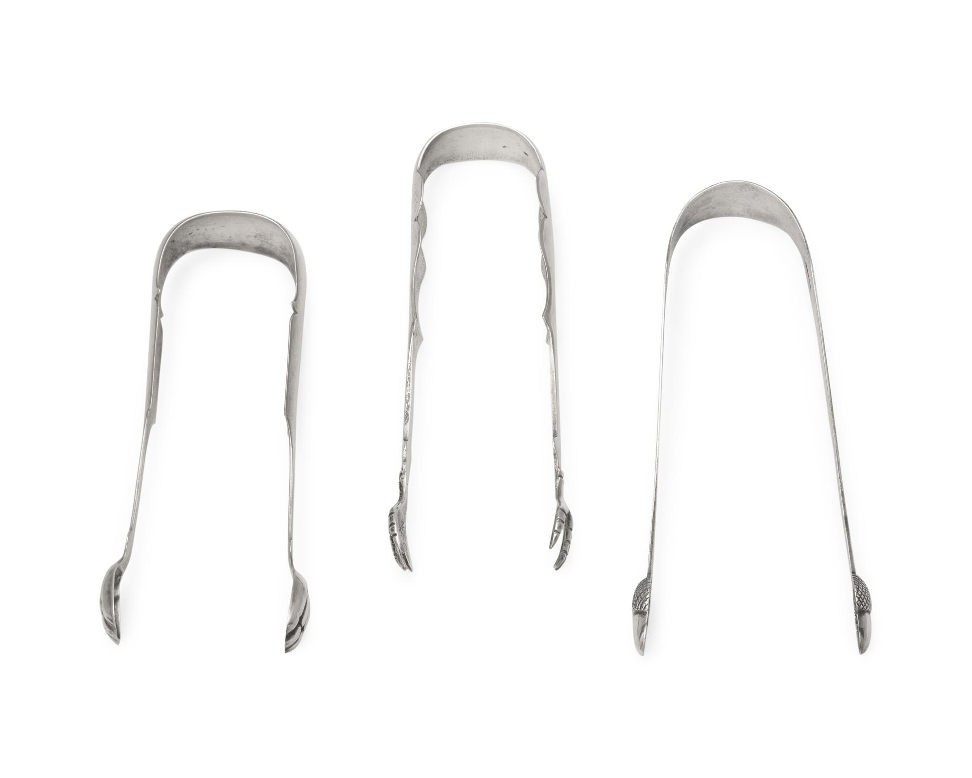 A Group of Three Federal and Classical Silver Sugar Tongs