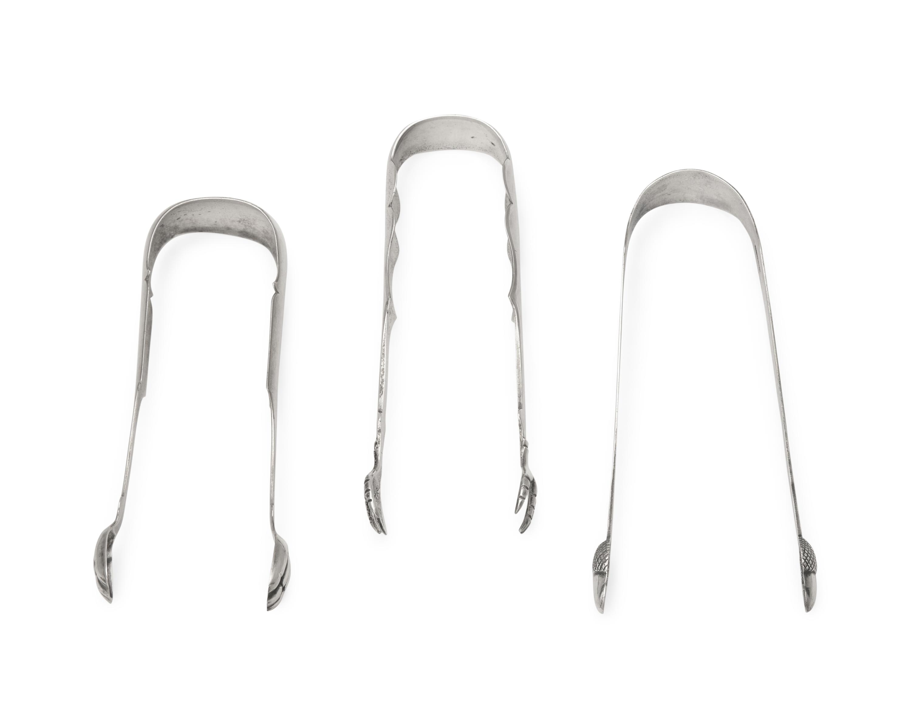 A Group of Three Federal and Classical Silver Sugar Tongs