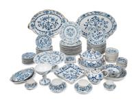 A Meissen Blue Onion Porcelain Dinner Service