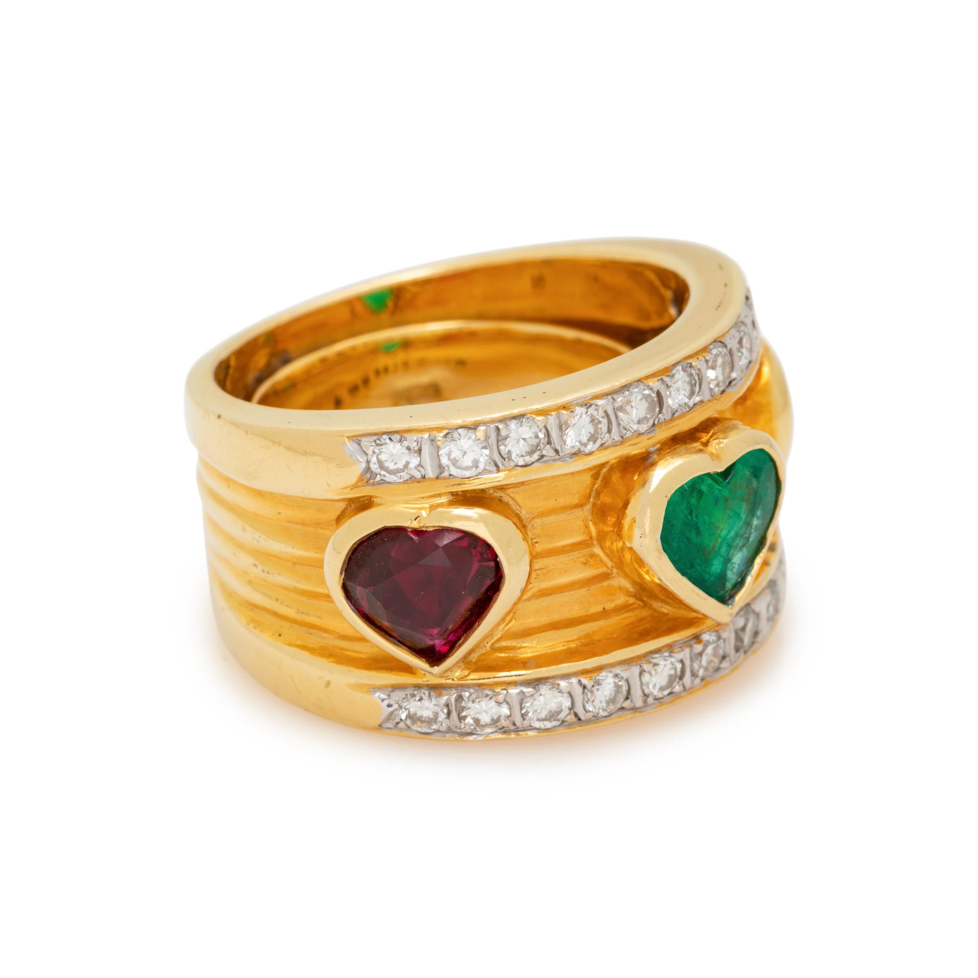 YELLOW GOLD, MULTIGEM AND DIAMOND RING