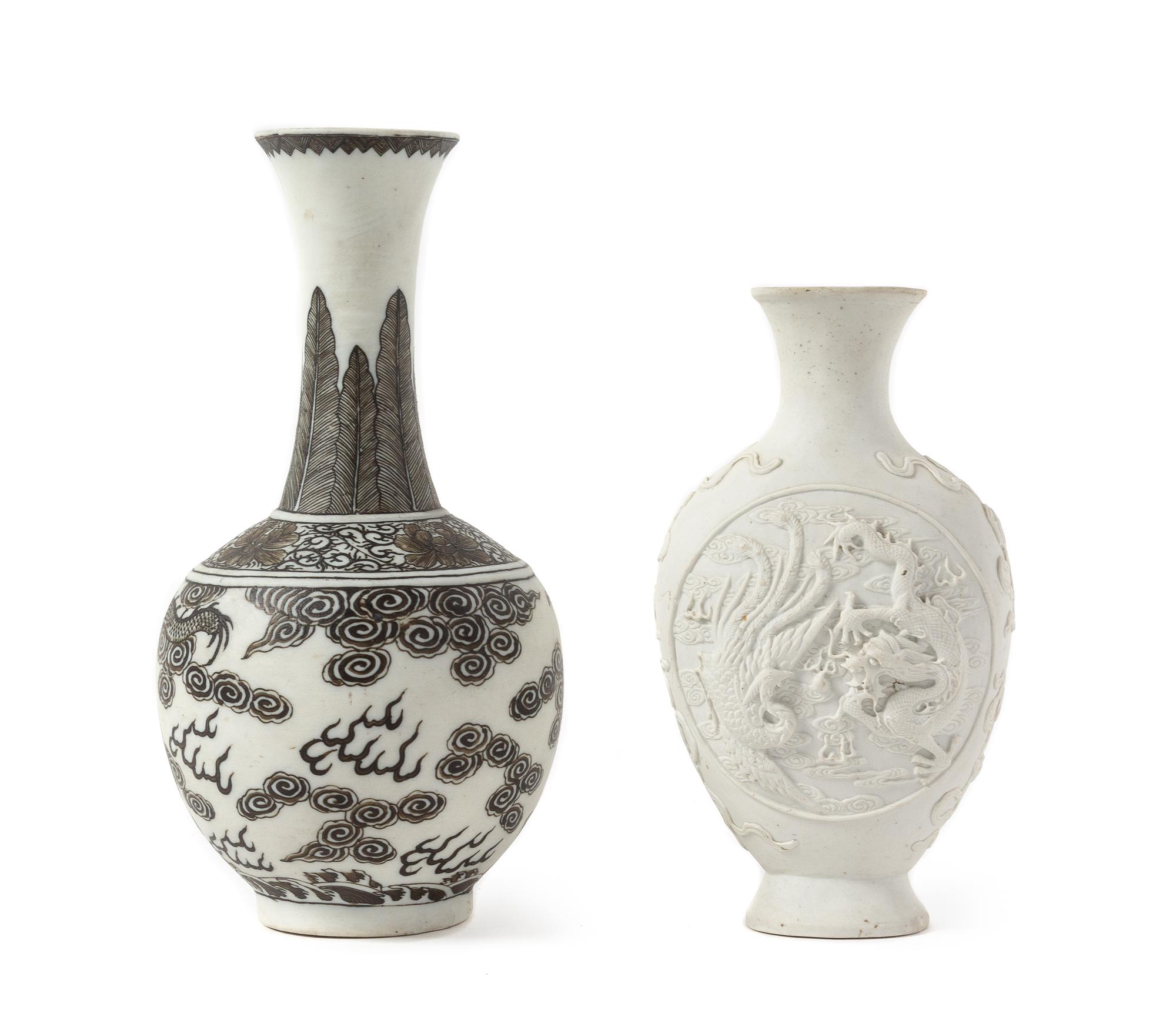 Two Biscuit Vases Height of taller 9 1/8 inches.