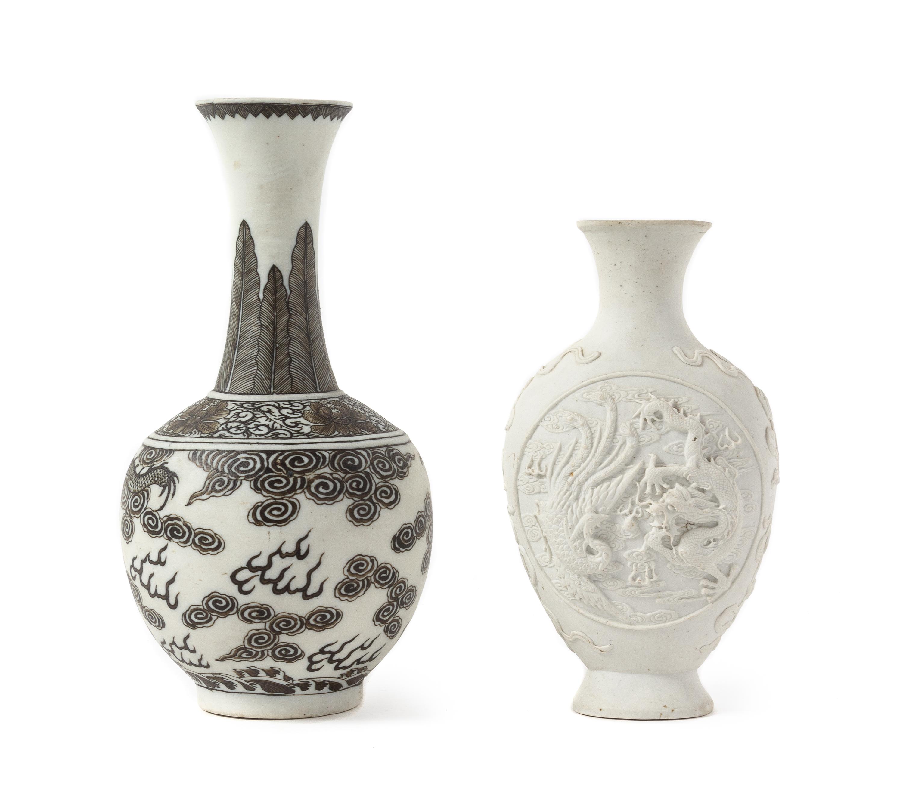 Two Biscuit Vases Height of taller 9 1/8 inches.
