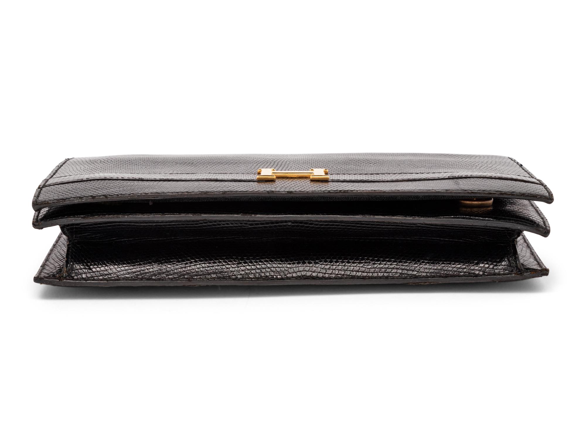 Hermès Annie Clutch in Black Lizard, 1978