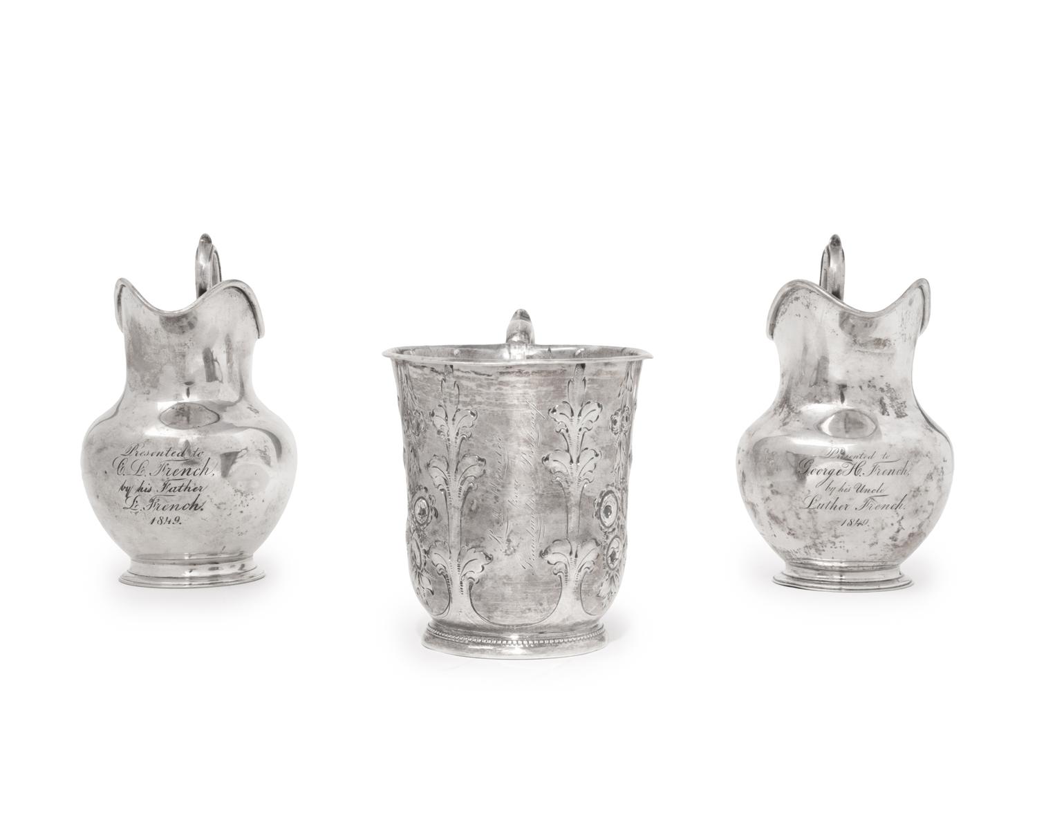 A Group of Three American Coin Silver Presentation Table Articles