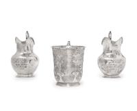 A Group of Three American Coin Silver Presentation Table Articles