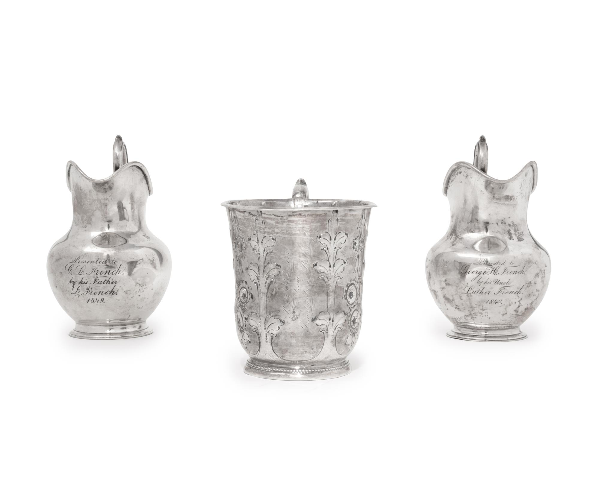 A Group of Three American Coin Silver Presentation Table Articles