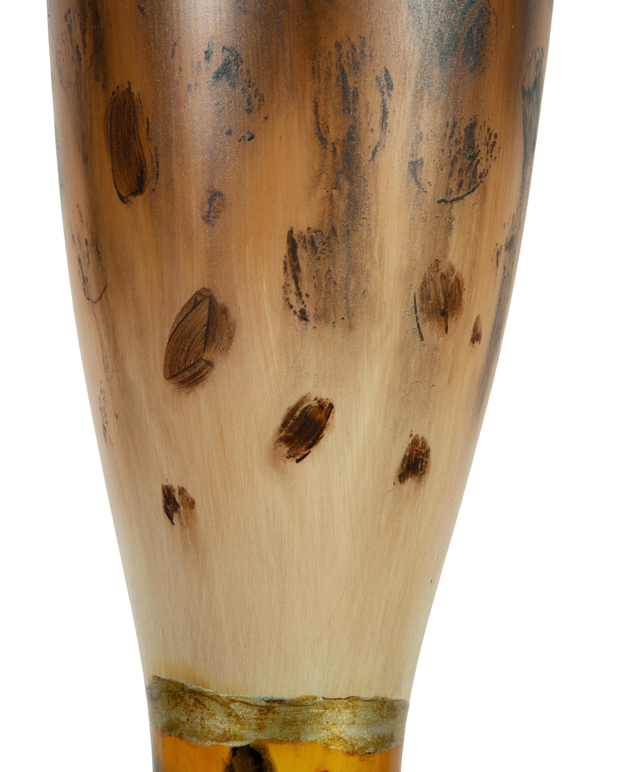 An Art Glass Hand-Painted Tall Vase — 20TH CENTURY