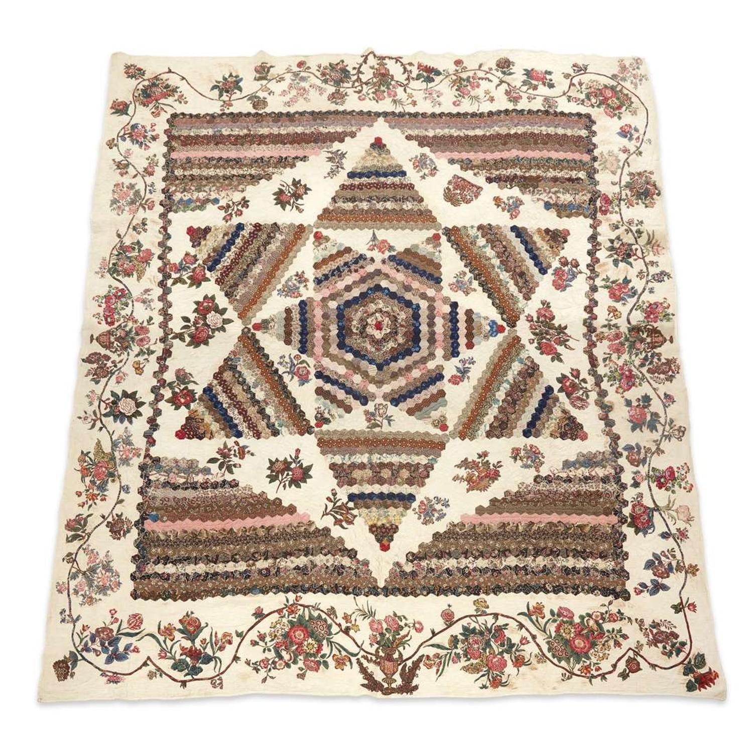 Large pieced and appliquéd quilt Baltimore, MD, circa 1842