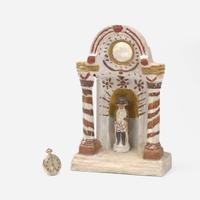 A painted chalkware watch hutch with figure of George Washington 19th century