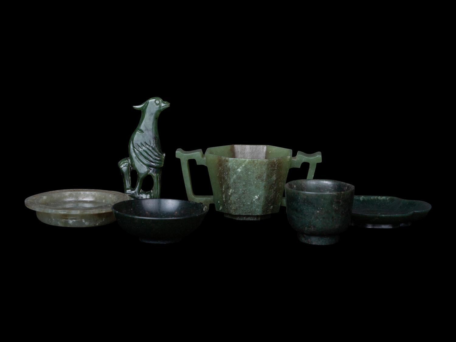 Six Chinese Spinach Jade Articles