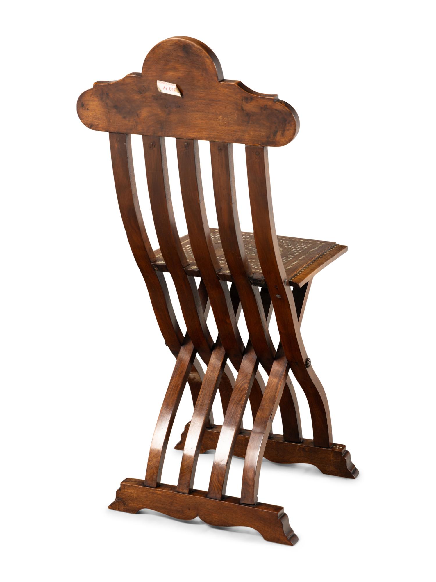 A North Italian Bone-Inlaid Folding Chair