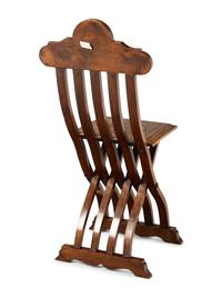 A North Italian Bone-Inlaid Folding Chair