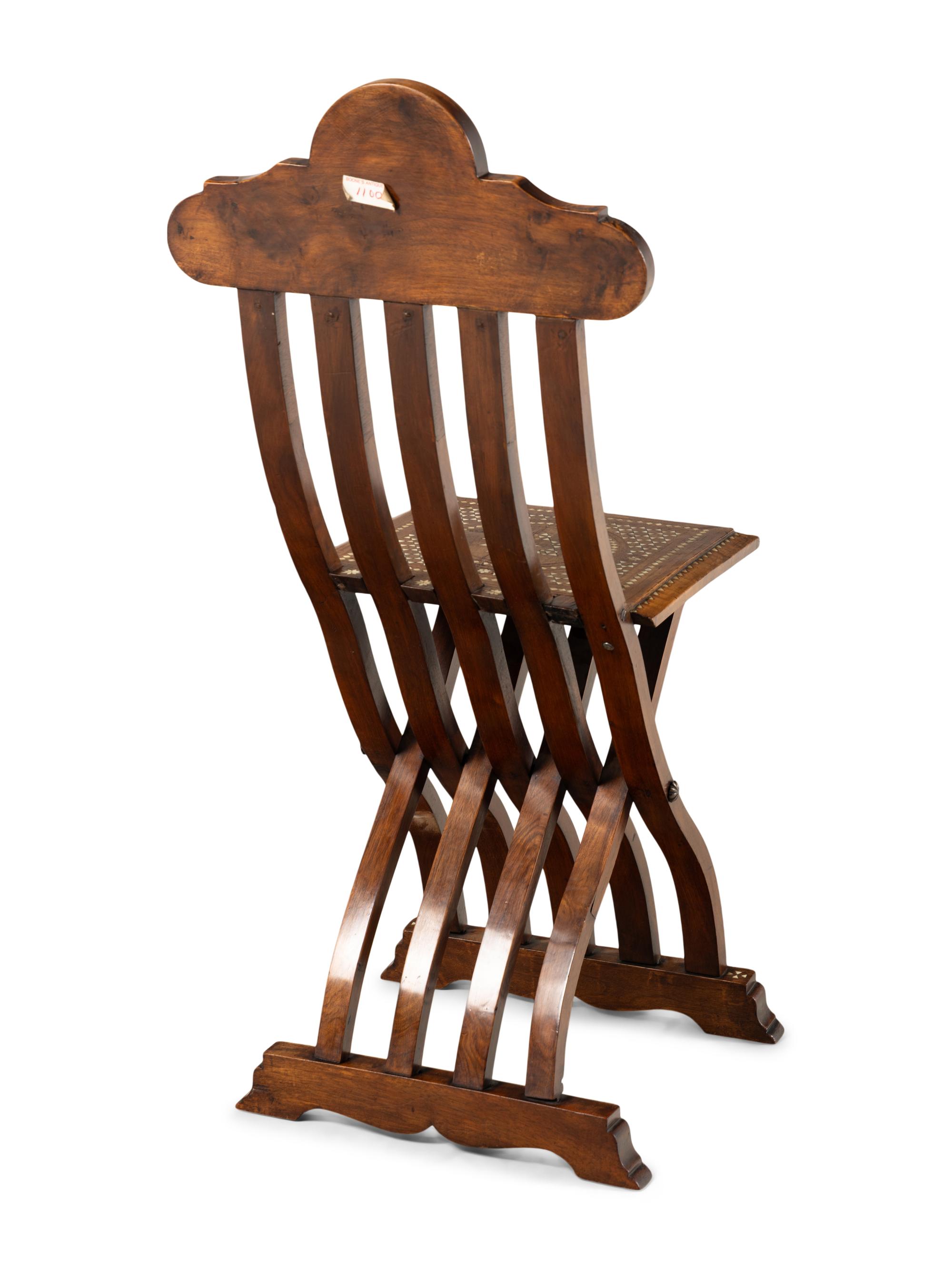 A North Italian Bone-Inlaid Folding Chair