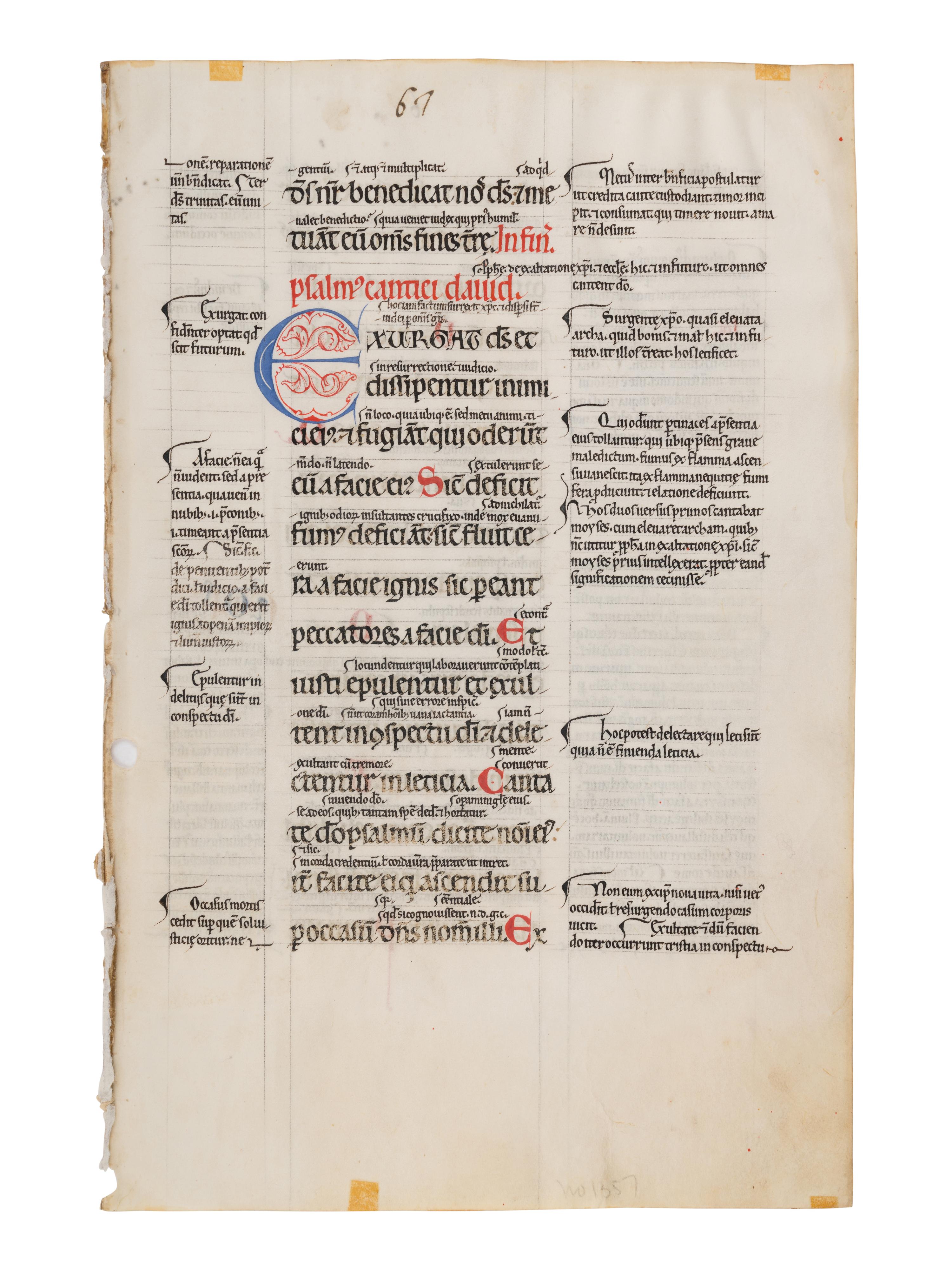 Leaf from a Glossed Psalter, in Latin, illuminated manuscript on parchment [Northern France, c. 1175-1200]