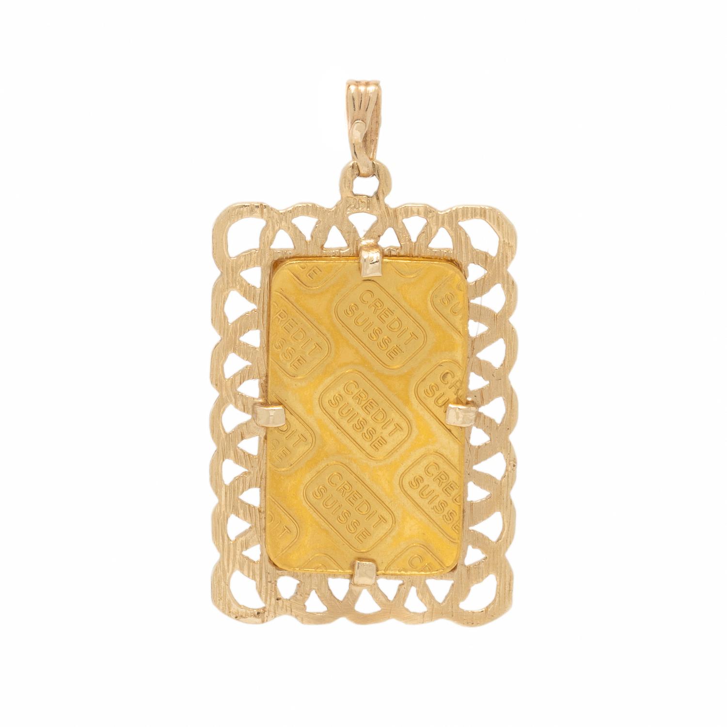 Yellow Gold Bullion Bar Pendant