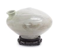 A Larger Korean Celadon Glazed Porcelain Water Vessel Height 7 1/2 inches — JOSOEN DYNASTY, 19TH CENTURY
