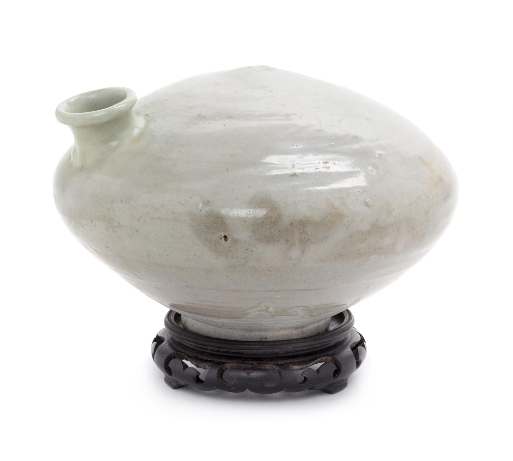 A Larger Korean Celadon Glazed Porcelain Water Vessel Height 7 1/2 inches — JOSOEN DYNASTY, 19TH CENTURY