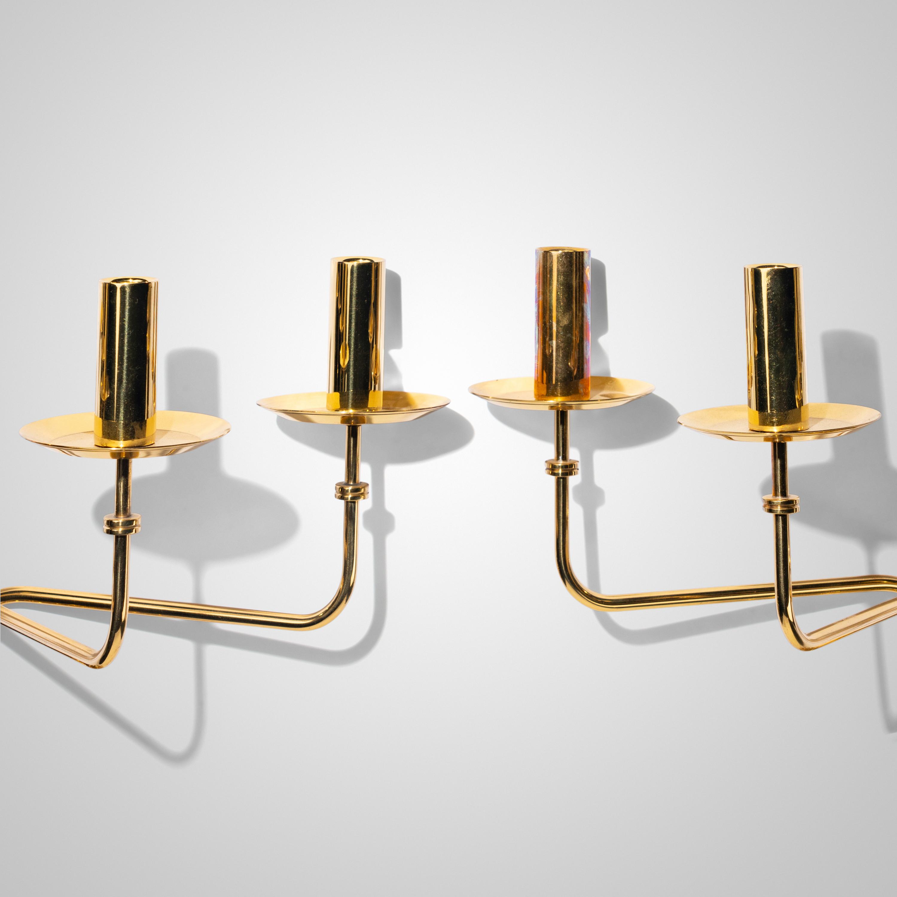 Tommi Parzinger (German, 1903–1981) — Pair of Brass Wall Candelabra, c. 1950