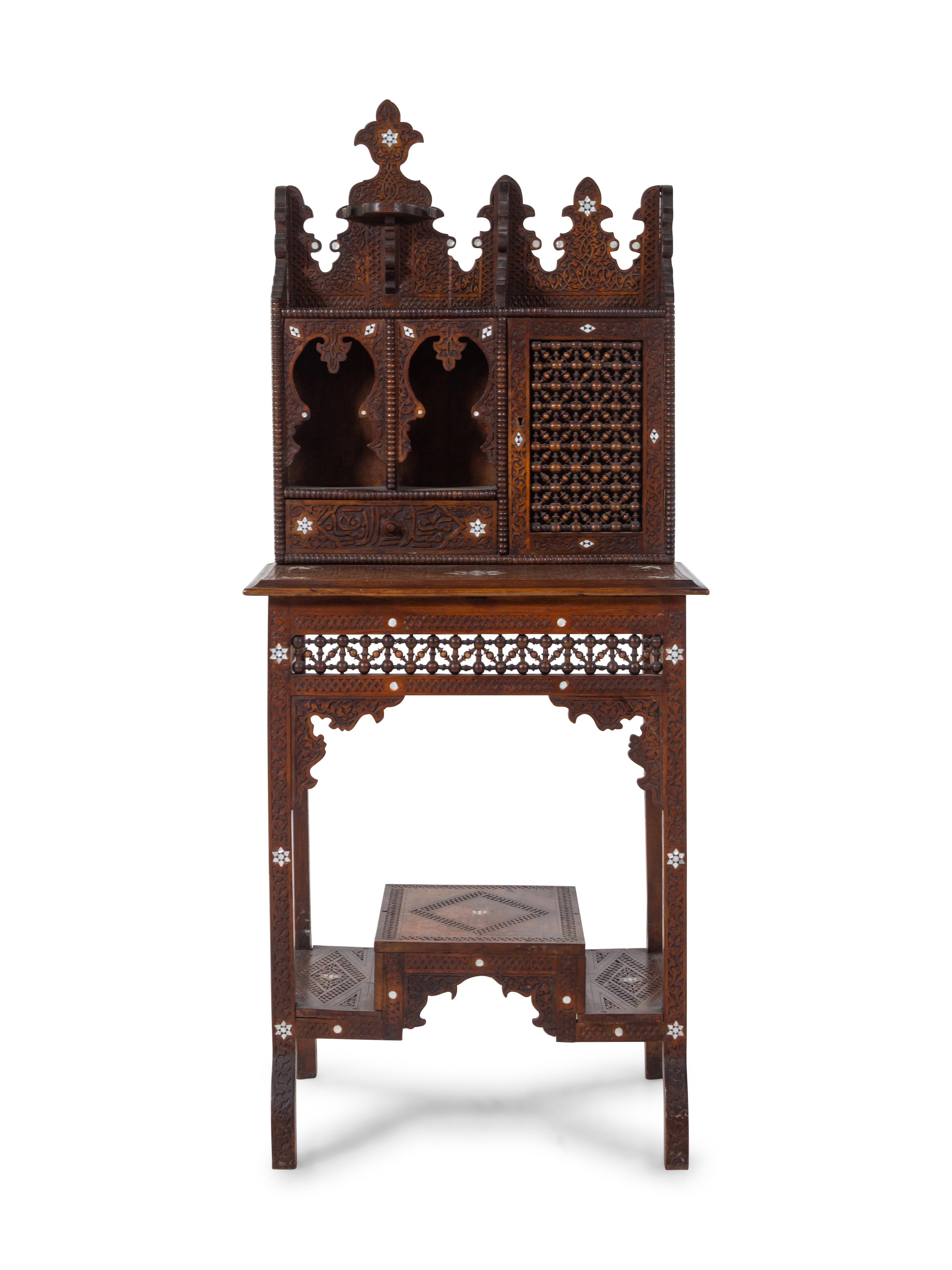 An Egyptian Carved and Inlaid Desk