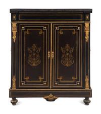 A Napoleon III Gilt Bronze Mounted Ebonized Marble-Top Meuble d’Appui