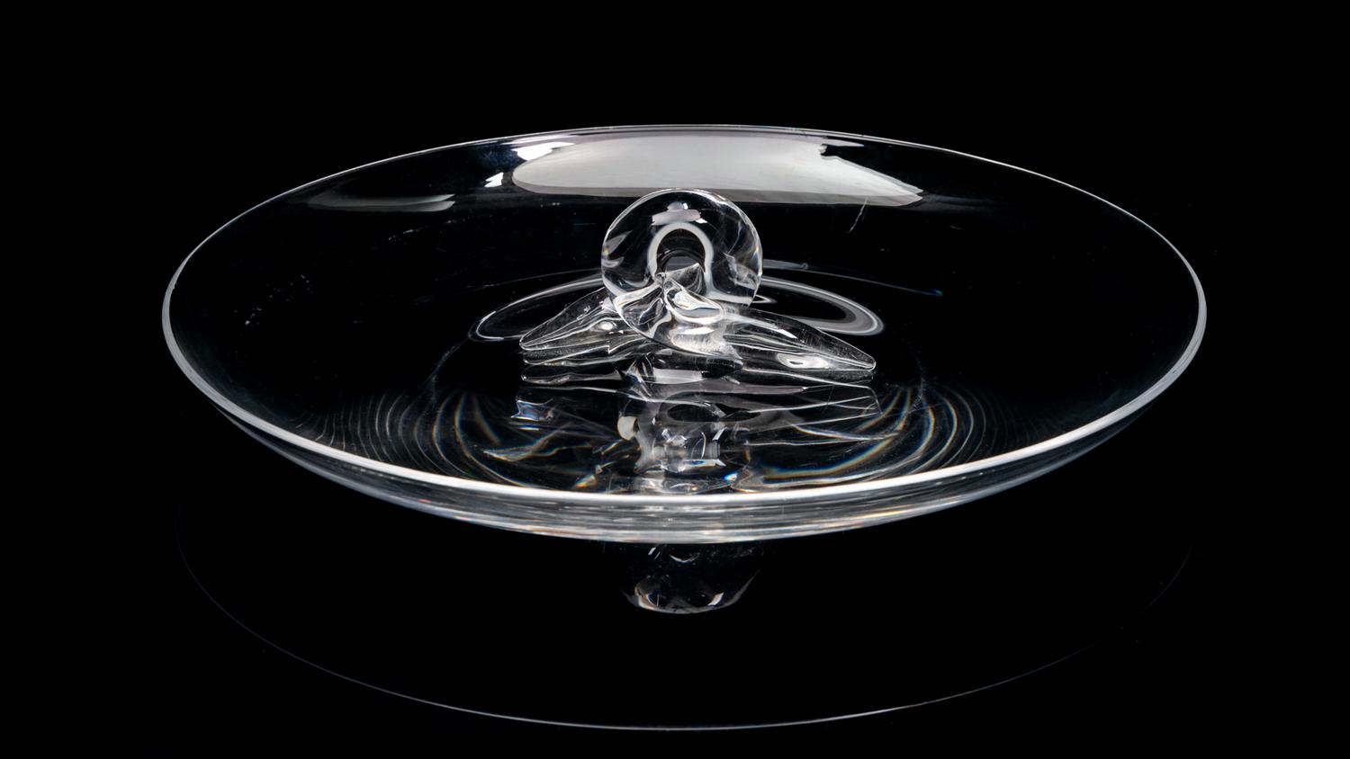 A Steuben Handled Platter Diameter 10 1/4 inches.