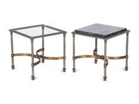 A Pair of Cast Metal and Brass Side Tables